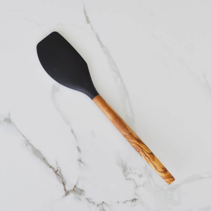 Naturally Med Inc. - Wholesale Spatula/Turner - Silicone Spatula (Black) with Olive Wood Handle - 12"