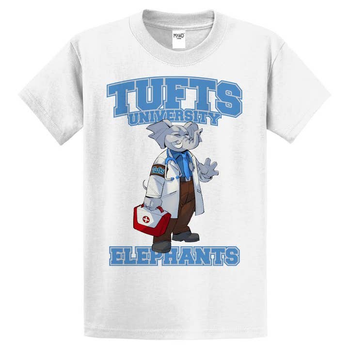 T-Shirt mit Elefantenmotiv der Tufts University für den Großhandel von Mayd in America