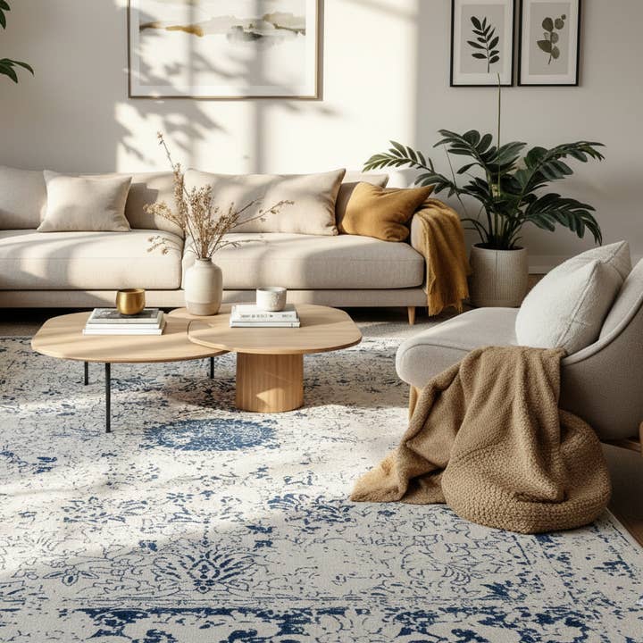 Contemporary Transitional Blue Navy Indoor Area/Runner Rug for wholesale by Koshani