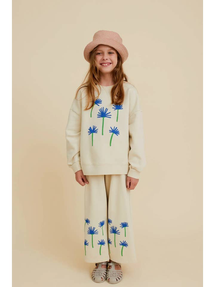 OXOX CLUB - Wholesale Pants - Kids - ORGANIC COTTON CORNFLOWER WIDE-LEG PANTS