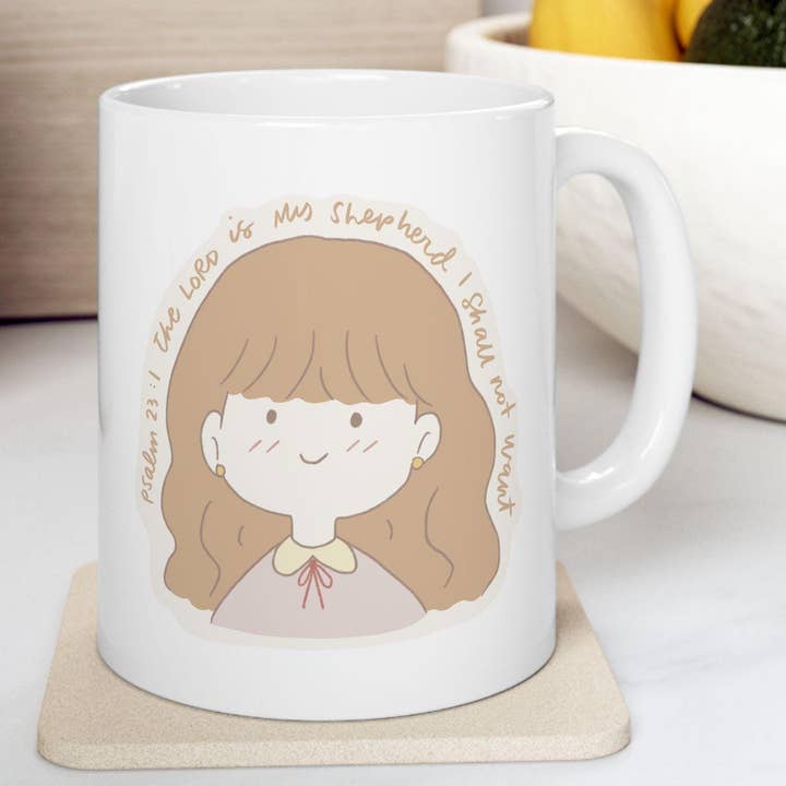Caneca de Cerâmica "O Senhor é o Meu Pastor" Salmo 23:1 para Cristãos por atacado de Seeds of Truth Designs