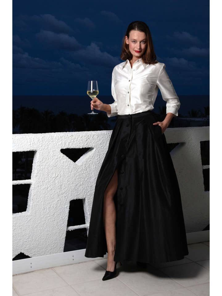 Dizzy-Lizzie - Wholesale Skirt - Women's - Ballgown Skirt black Dupioni silk