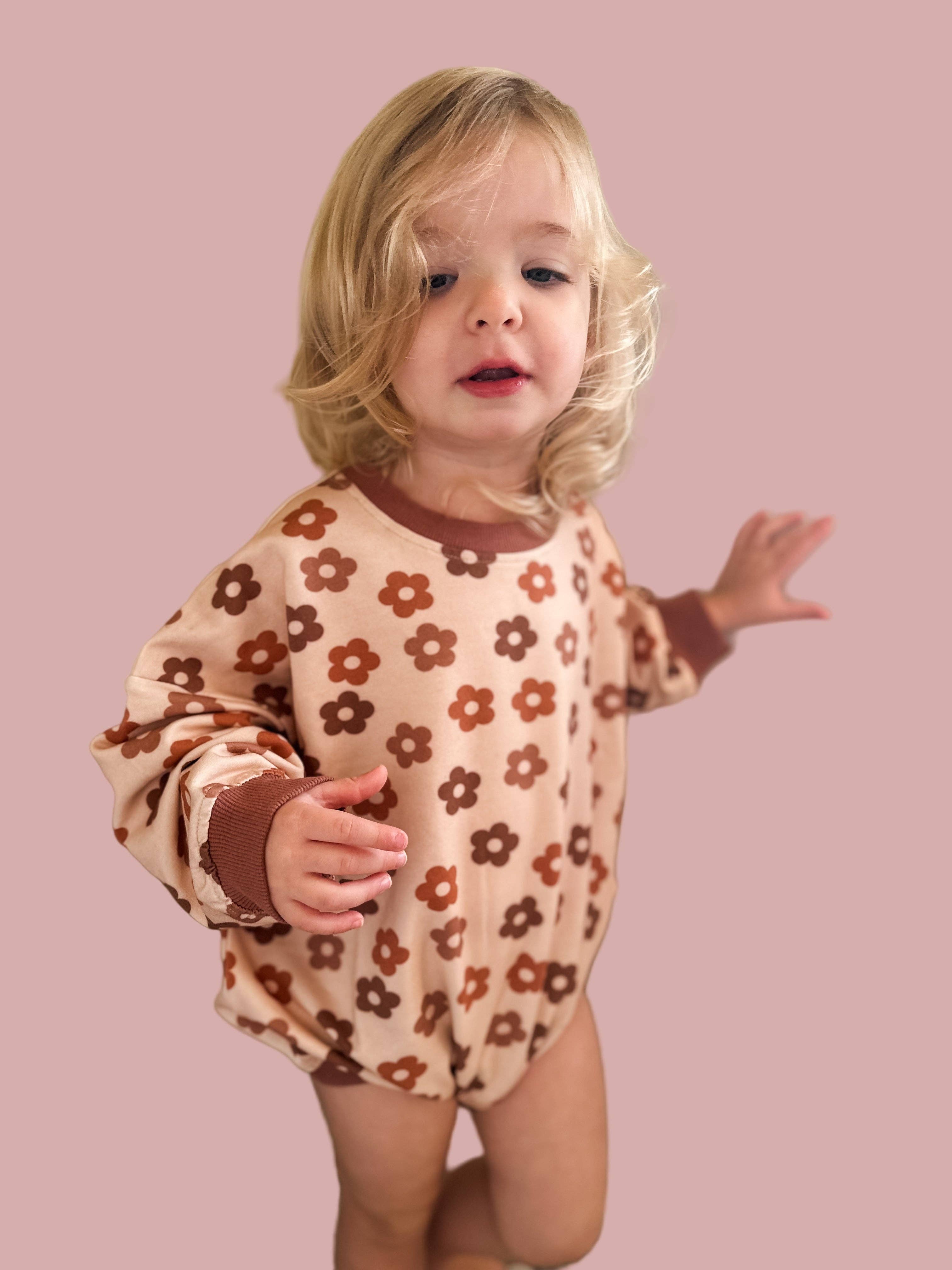 Addie Joy company - Wholesale Jumpsuit - Baby - Oversized Cozy Romper - Spiced Daisy4