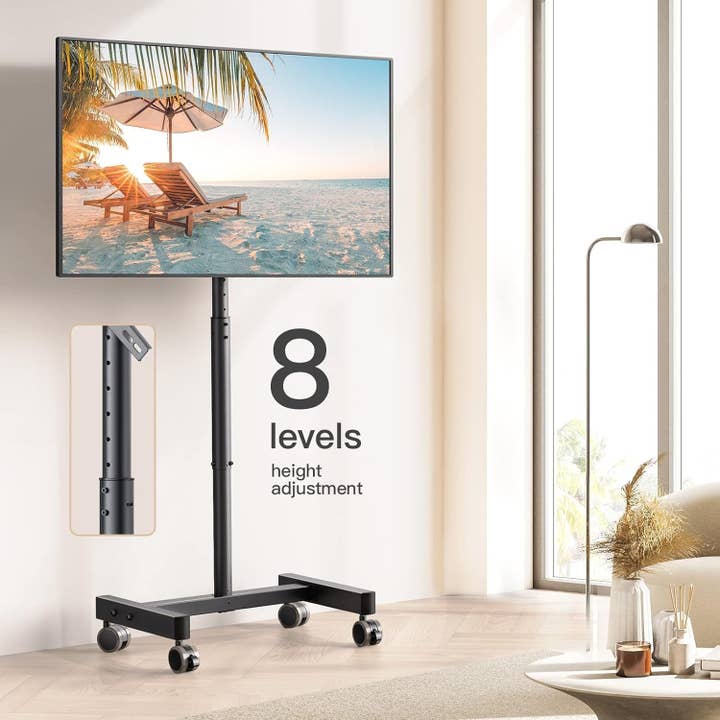 ShipItFurniture - Wholesale Console Table - Mobile TV Cart, Rolling TV Stand for 13-50 Inch Tvs with 30° Tilt Universal TV Cart for LED/LCD/OLED TV Height Adjustable Floor TV Stand Holds 44Lbs Portable Monitor Stand Max VESA 200X200Mm1