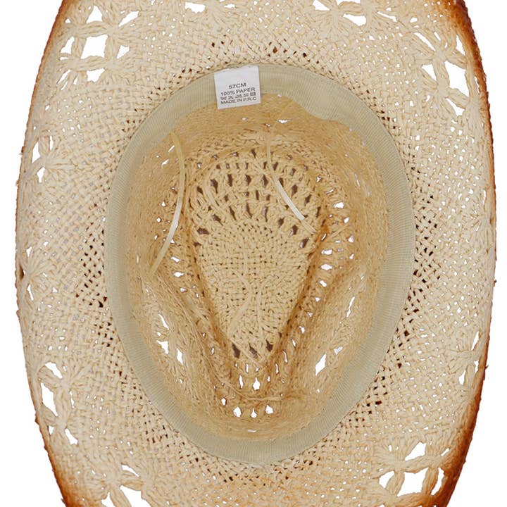 Cap Zone - Wholesale Cowboy Hat - Women's - Beaded Crochet Crushable Straw Cowboy Hat22