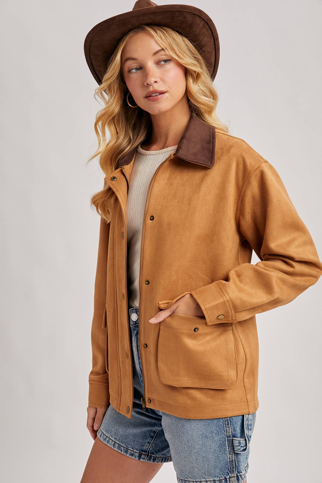 Bluivy - Wholesale Jacket - Women's - BUTTON DOWN FAUX SUEDE BARBOUR JACKET7