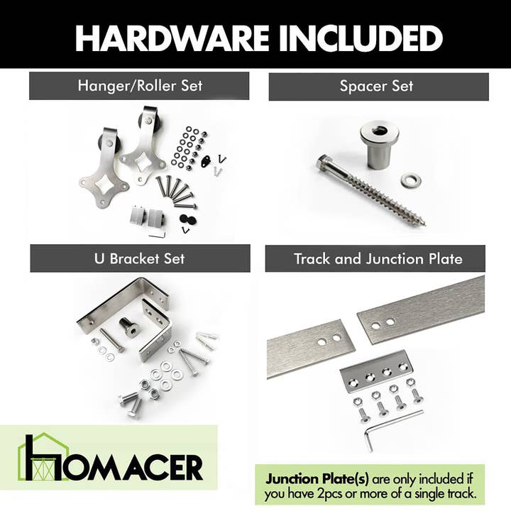 Homacer INC - Wholesale Knob/Pull - Double Track U-Shape Bypass Sliding Barn Door Hardware Kit - Diamond Design Roller2