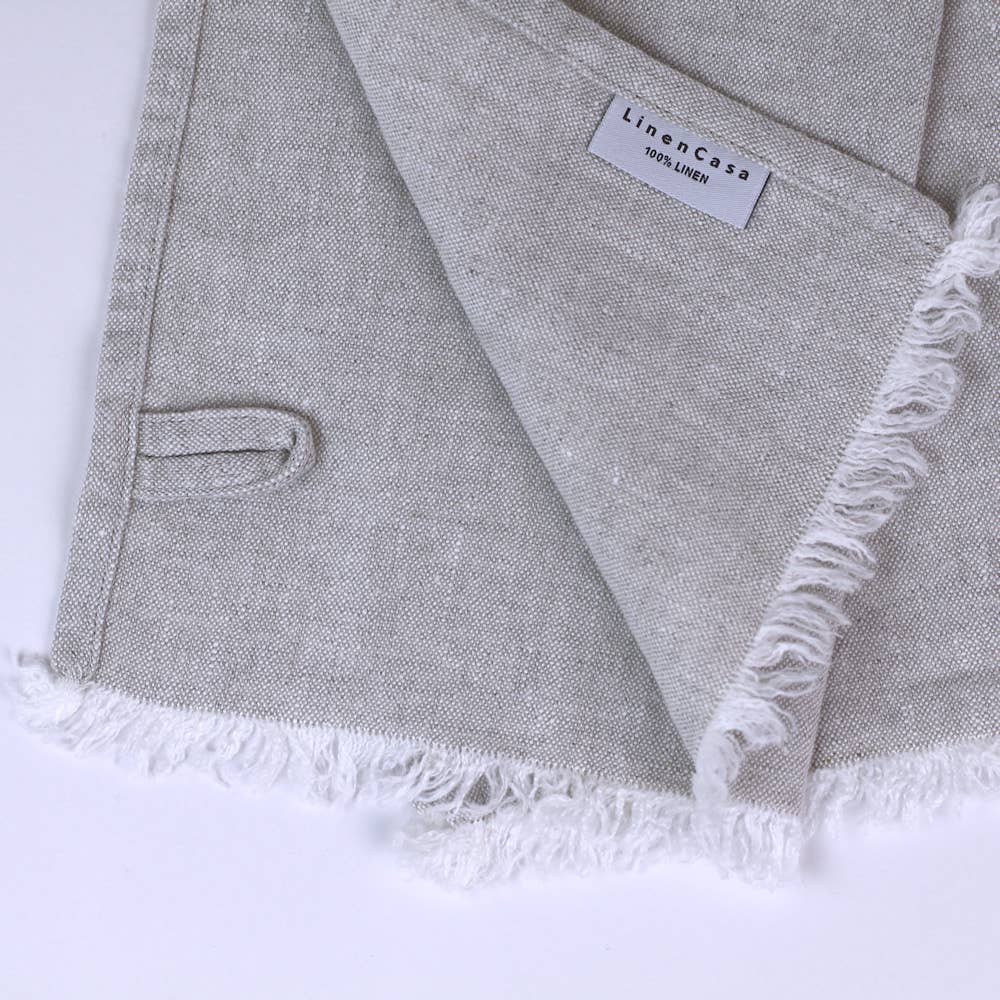 LinenCasa - Wholesale Hand Towel - Linen Guest Towel – Stonewashed –Light Natural w Frayed Edge1