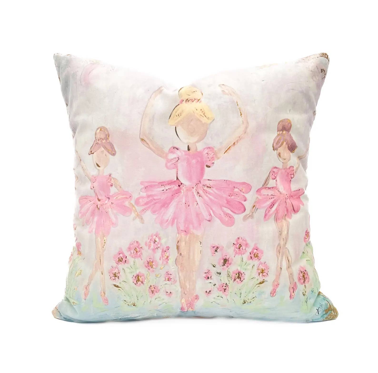 Rachel Brooks Design, LLC - Wholesale Throw/Decorative Pillow - Ballerina Beauties Pillow - Ballet Art Pillow - Kids Pillow - Girl Pillow - Nursery Pillow