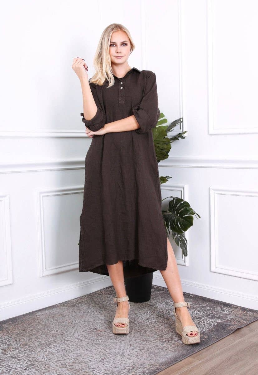 LÉA & LUC - Wholesale Dress - Women's - Long dress in 100% linen REF.209007