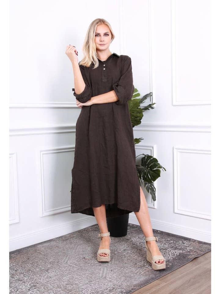 LÉA & LUC - Wholesale Dress - Women's - Long dress in 100% linen REF.209007