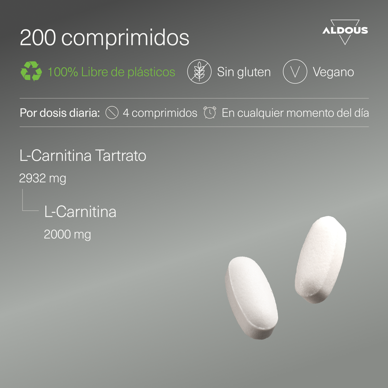 Aldous Bio - Vendita all'ingrosso Vitamine/integratori orali - L Carnitina 2000mg - 200 Compresse - Aldous2