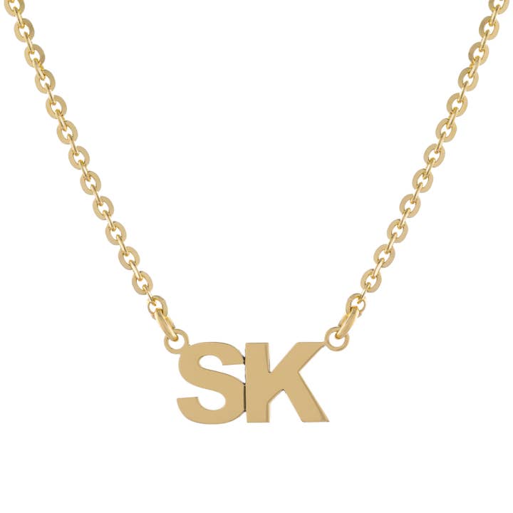 Gold over Sterling Silver Block Necklace with Extender for wholesale by Athra NJ, INC.