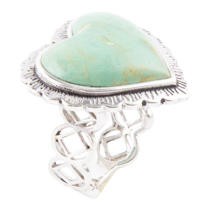 Barse Jewelry - Wholesale Cocktail/Statement Ring - Green Turquoise Heart and Sterling Silver Ring