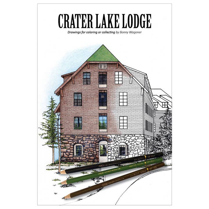 Crater Lake Lodge: Drawings for coloring or collecting for wholesale by Bonny Wagoner - Artist/Illustrator