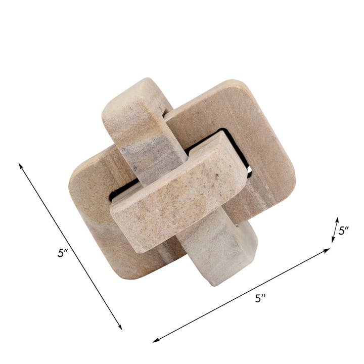 Sagebrook Home - Wholesale Decorative Tabletop Object - Decorative Sculpture - Brown Marble Interlocking Knot, 5 in.3