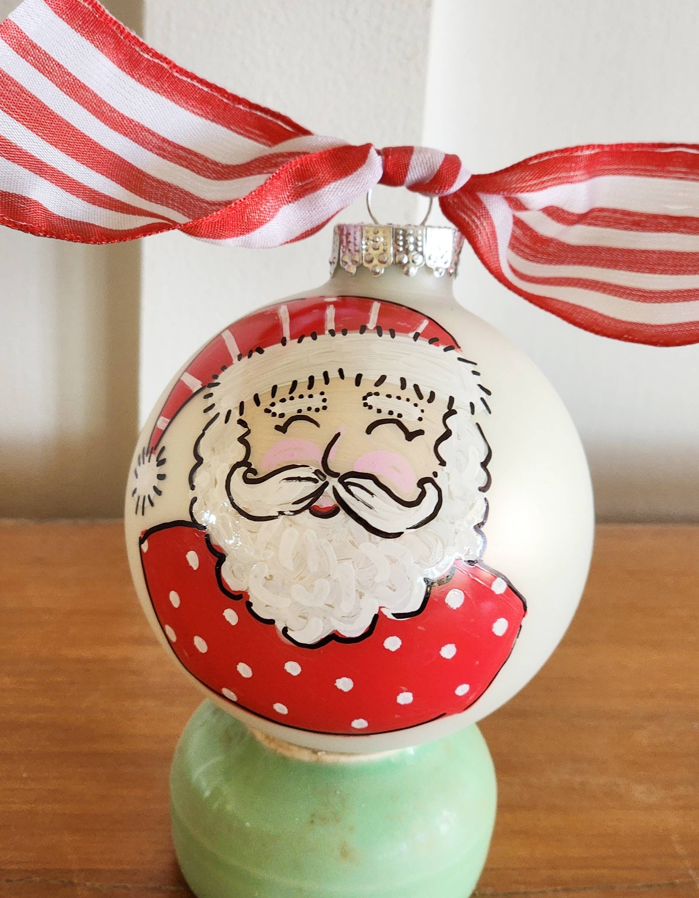 Kirsten in Color - Wholesale Ornament - Santa face Hand Painted Glass Ball Ornament 2