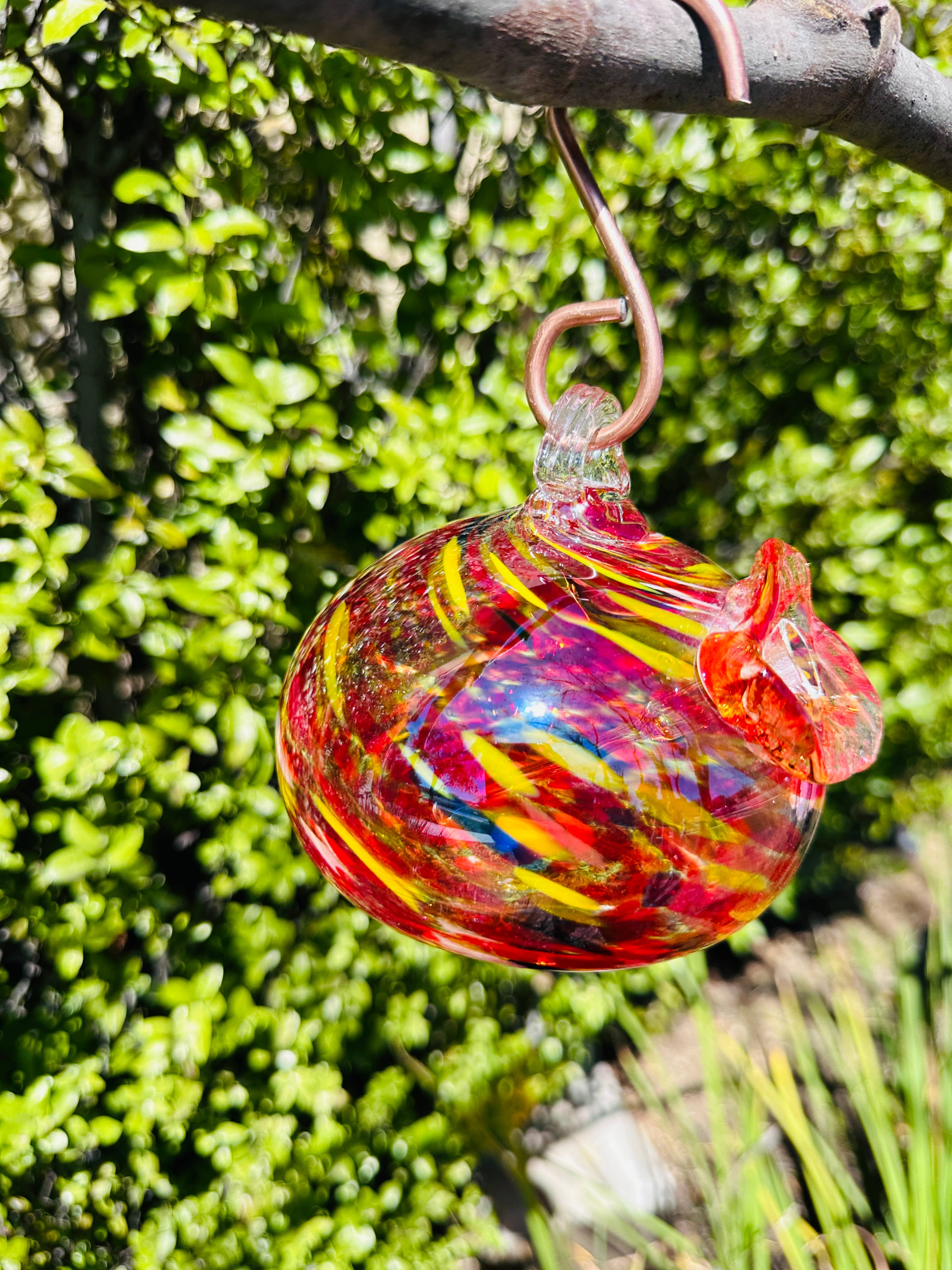 ApricotMint - Wholesale Bird Feeder - Handblown Art Glass Humming Bird Feeder Small3