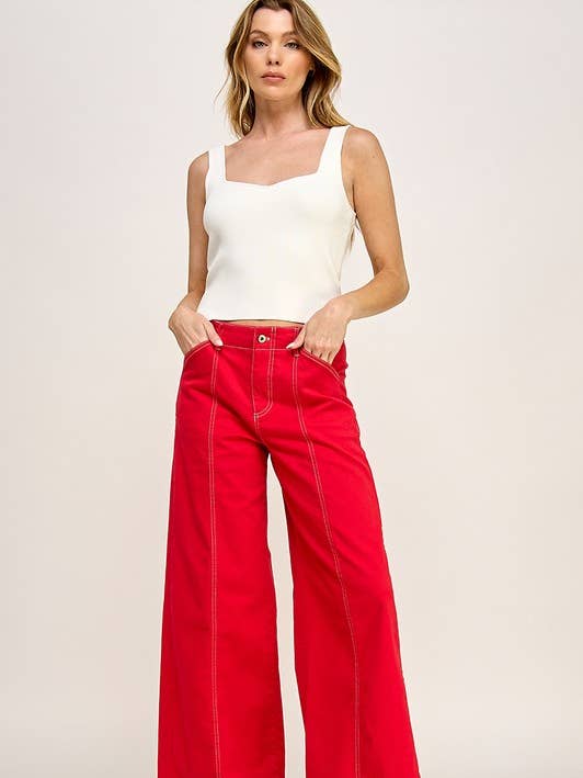 PANTALONES ANCHOS SUPERELÁSTICOS DE TALLE ALTO CON COSTURAS LIMPIAS para venta al por mayor de Miss Love