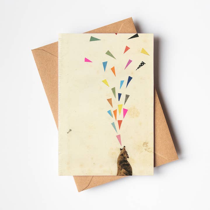 Carte de vœux Howling Coyote pour la vente par Cassia Beck