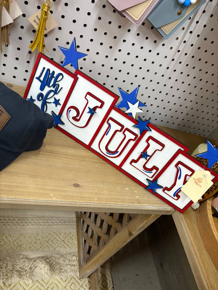 4th Of July Blocks Countertop Sign for wholesale by PepperJack Designs