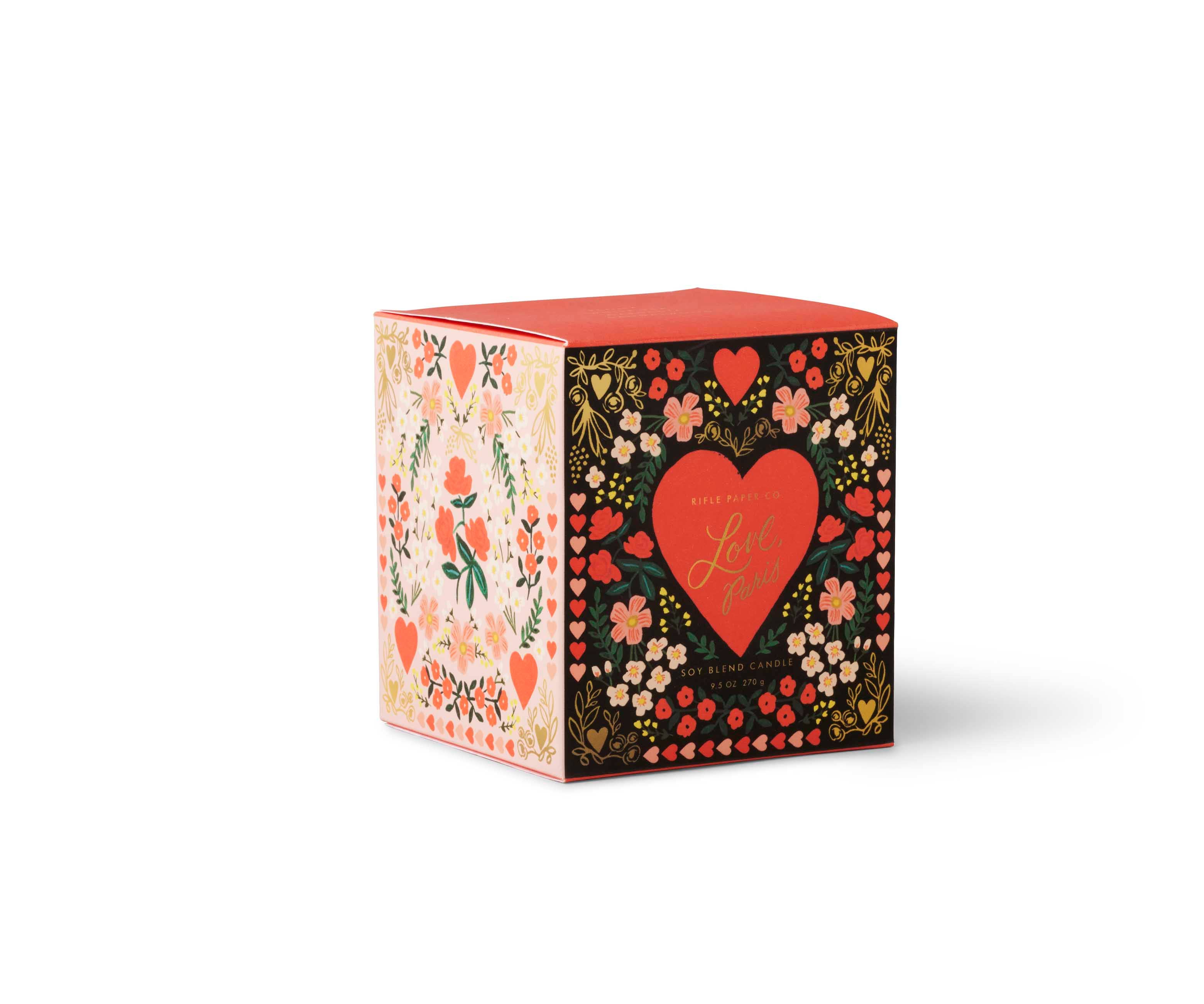 Rifle Paper Co. - Wholesale Jar/Filled Candle - Love, Paris Valentine's Day 9 oz Glass Candle2