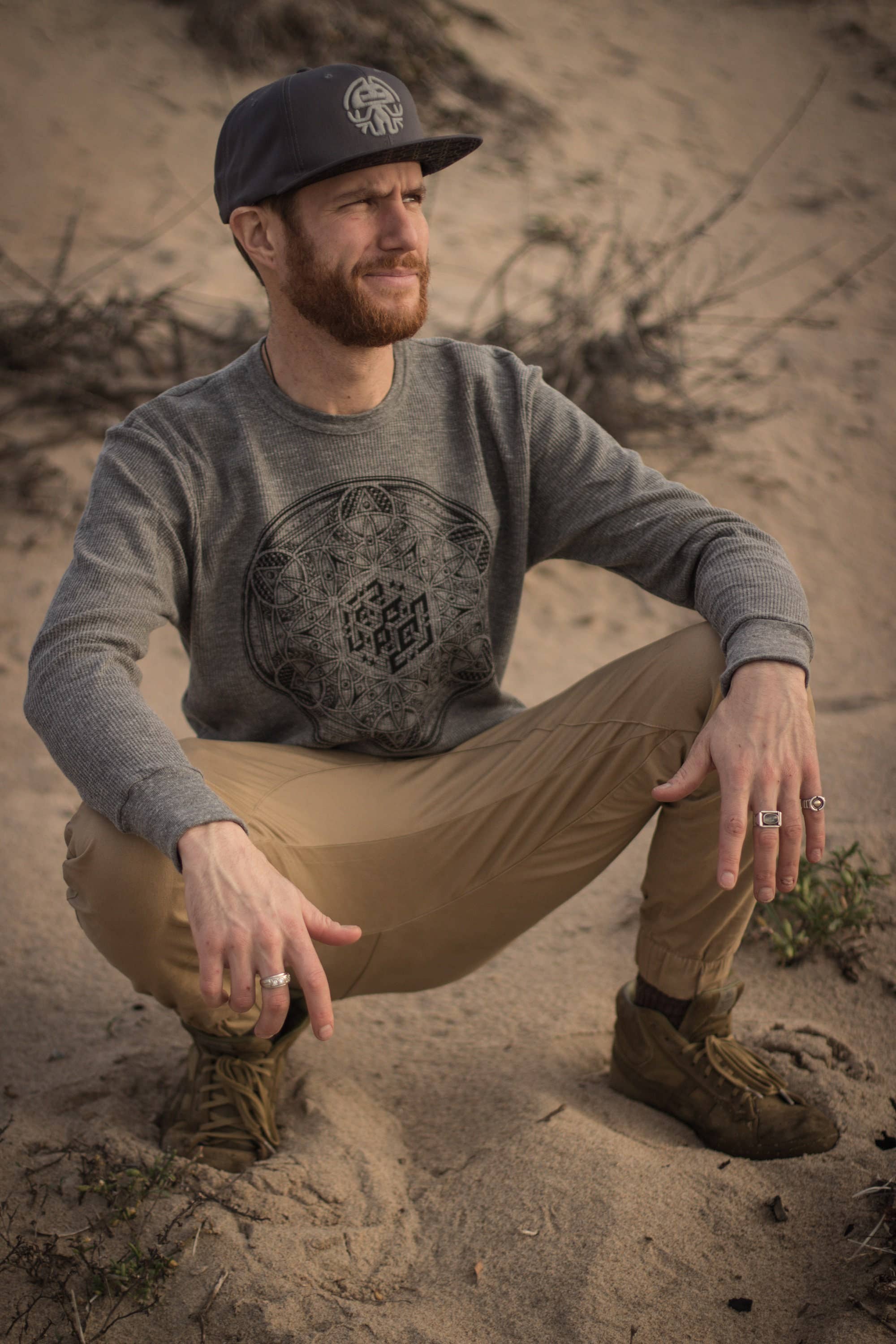 Sacred State Design - Wholesale Screen Printed T-Shirt - Men's - The Veil ~ Eco Thermal Sacred Geometry Design6