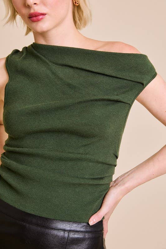 LE LIS - Vente Haut en maille – femme - TOP EN MAILLE À COL ASYMÉTRIQUE46