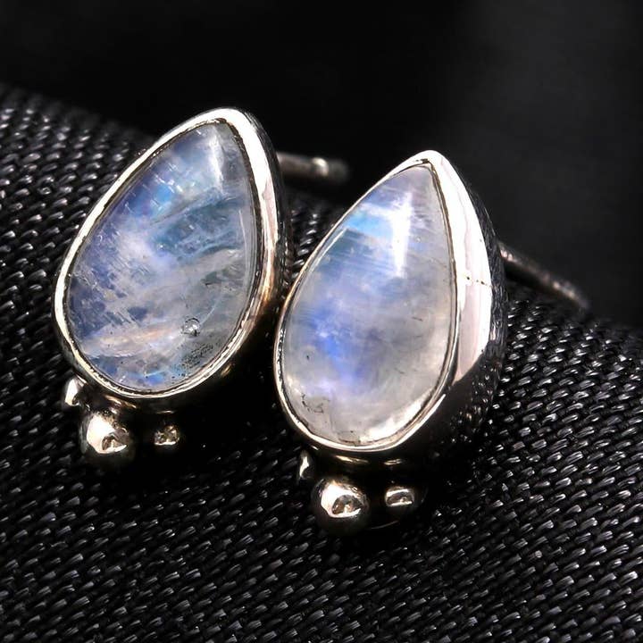925 Sterling Silver Teardrop Moonstone Stud Earrings for wholesale by AG 925 JEWELLERY