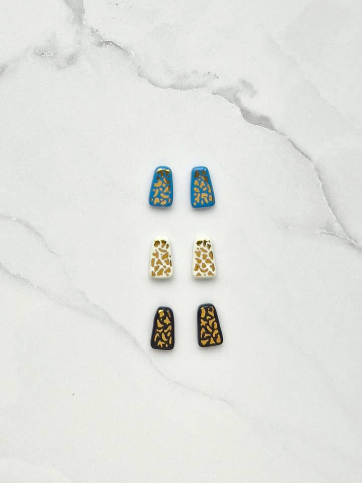 Tembe Porcelain Gold Lustre Stud Earrings Handmade for wholesale by Little Lovers