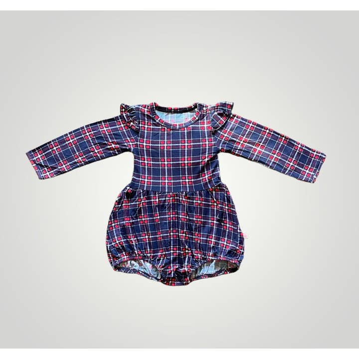 Hendrix Langarm-Strampler mit Karomuster für den Großhandel von Snugabutter LLC