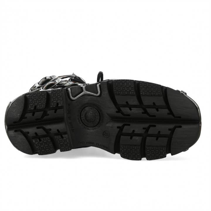 New Rock M-591-C62 Mid-Calf High Black Flame Leather Metallic Gothic Boots for wholesale on Faire7