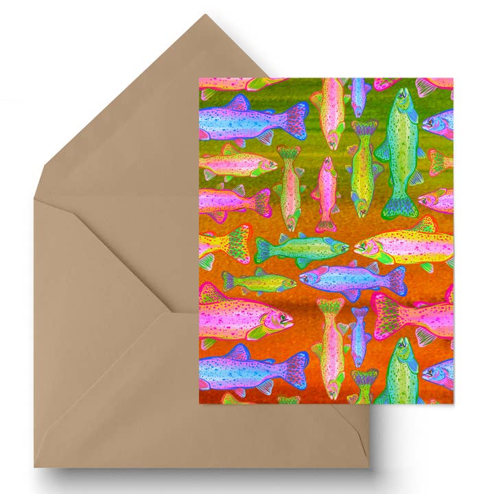 "Rainbow Trout" Greeting Card for wholesale by Paige Poppe Art