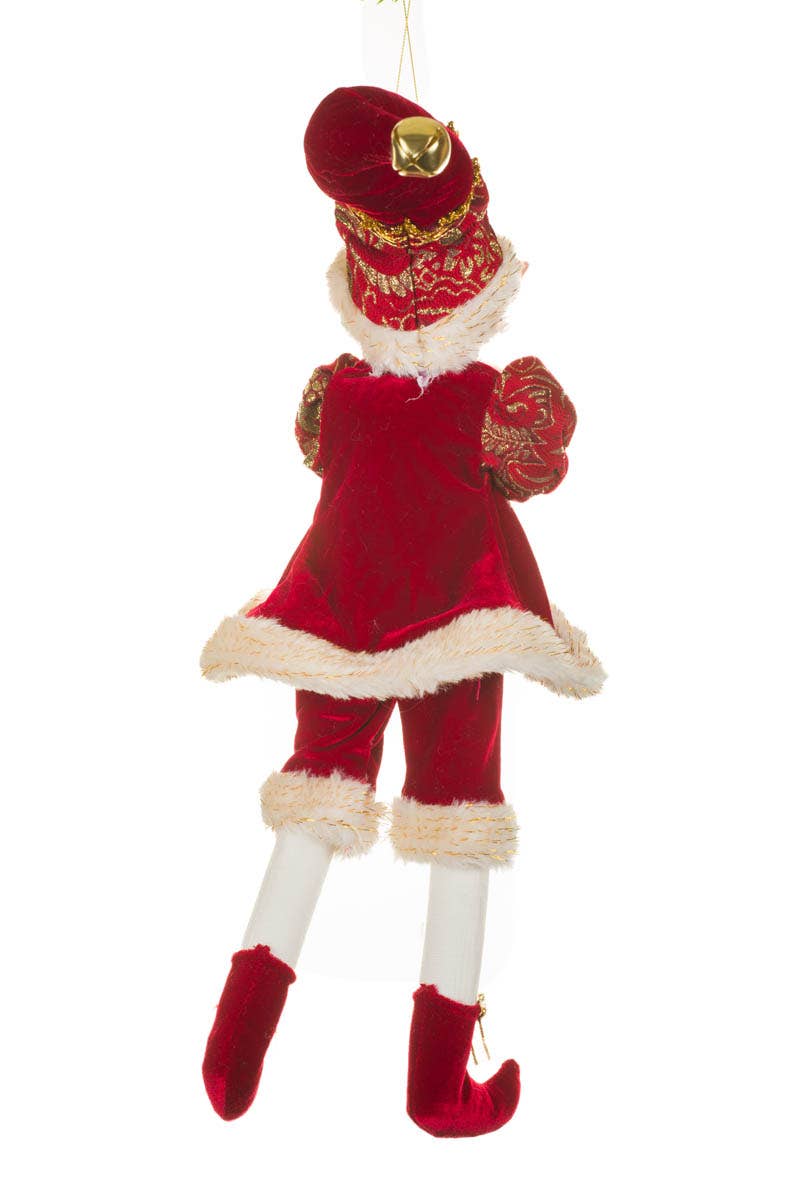 Starlight Collection - Wholesale Decorative Figurine - NEW-Red/Gold Festive Elf Figurine With Horn2