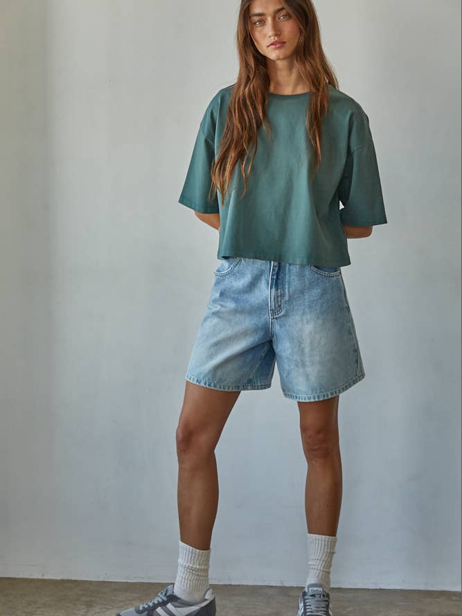 By Together - Wholesale Knit Top - Women's - L8688 | Knit Cotton Crew Neck Drop Shoulder Short Sleeve Top13