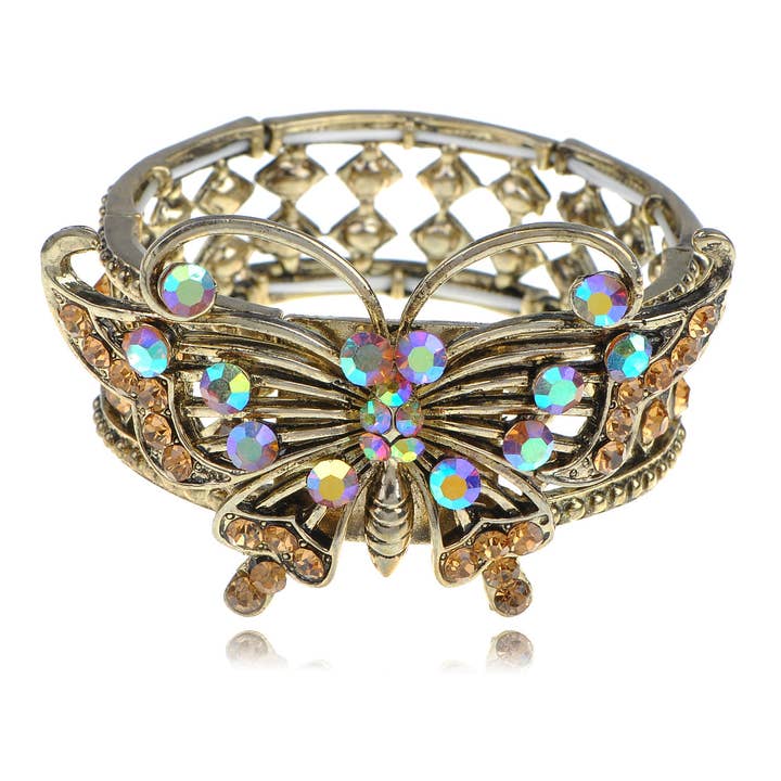 Bracelet manchette insecte papillon queue d'aronde iridescent topaze pour la vente par AK Brand