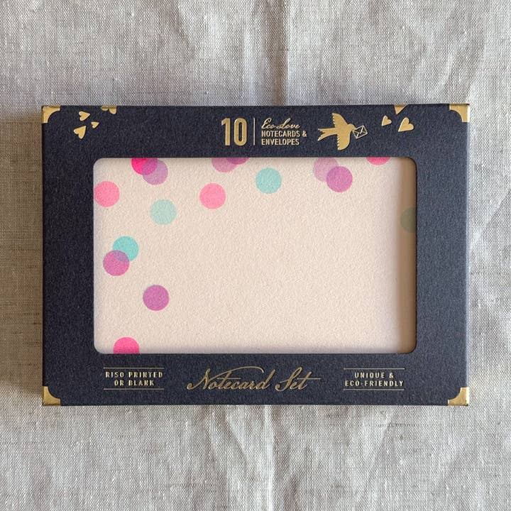 Notecard Set / Riso-Druck / Konfetti Pink + Mint / nachhaltig für den Großhandel von Togethery