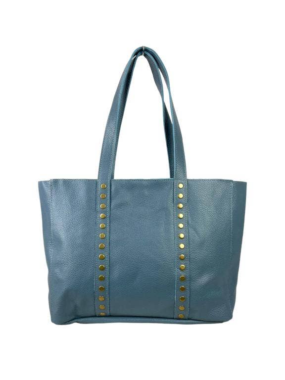 Chenson & Gorett – wholesale Väska med handtag – Dam – Stor italiensk läderväska med dekorativa nitar0