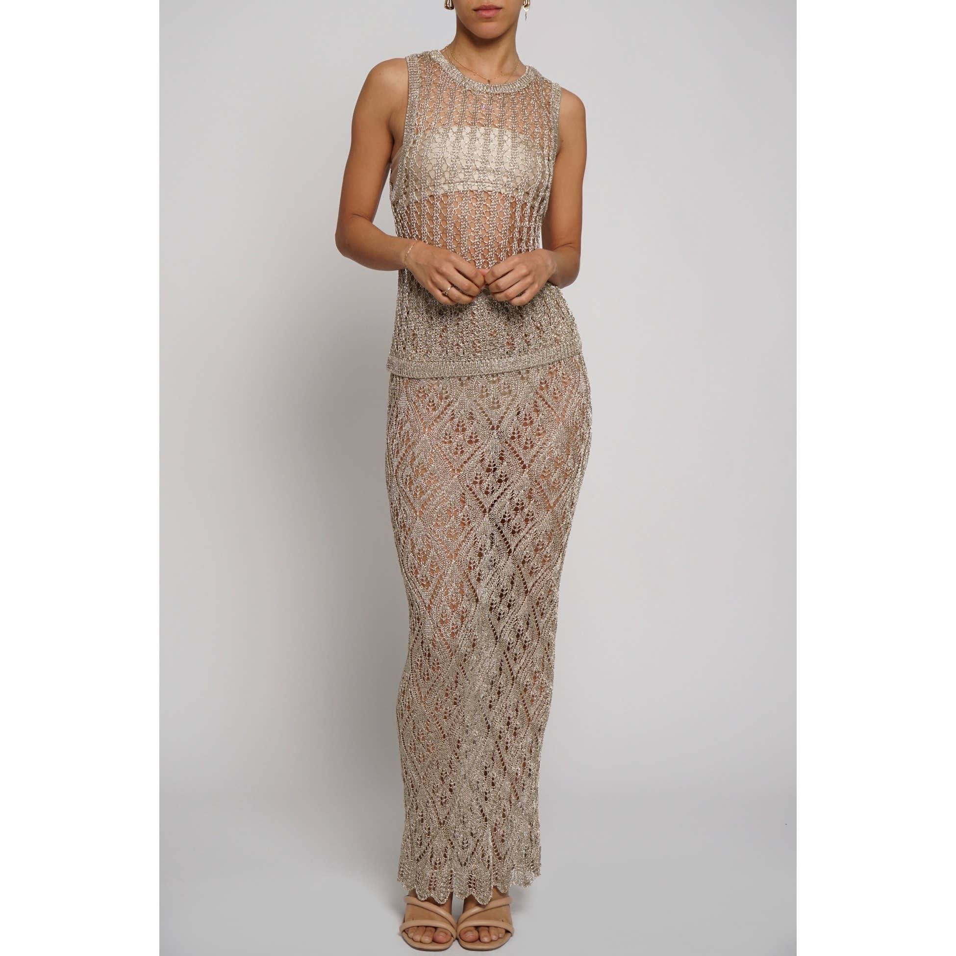 Sans Souci – Top de malha - Mulher por atacado – TOP EM MALHA METÁLICA3