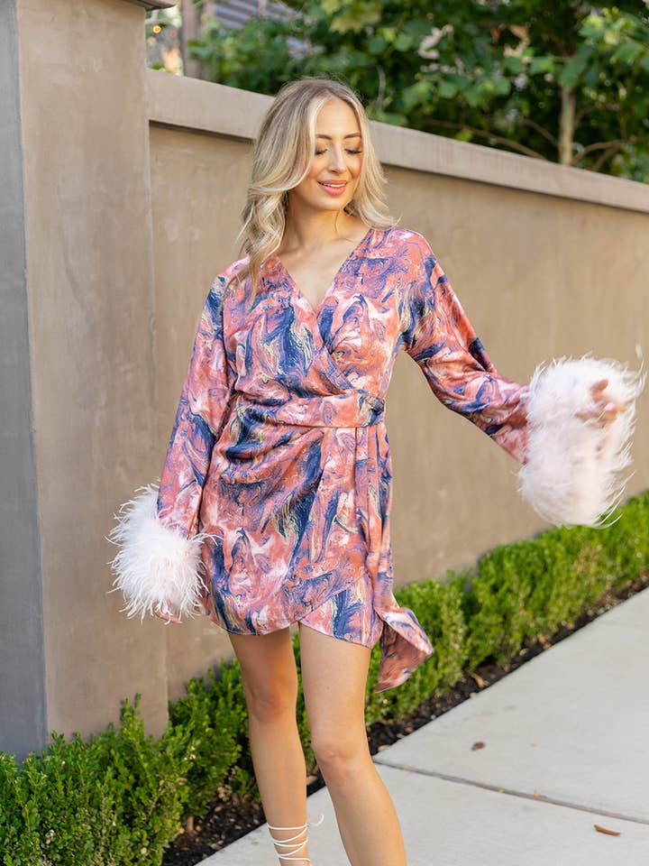 Anisa Mars Feather Cuff Mini Dress for wholesale by BuddyLove