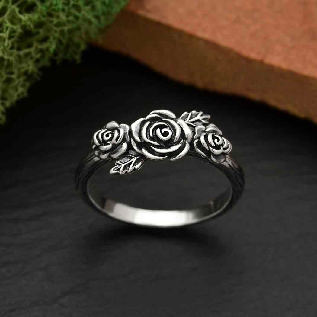 Nina Designs – Engroshandel Båndring – Sterling sølv tredobbelt Rose Ring