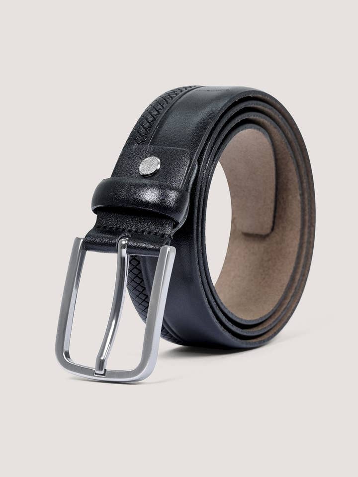 Cinto de Pele com Padrão - Preto por atacado de Brian Oak Limited