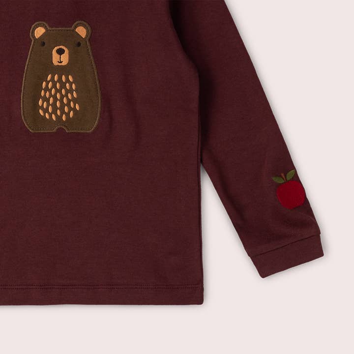 Brown Teddy Bear Applique Long Sleeve T-Shirt for wholesale on Faire3