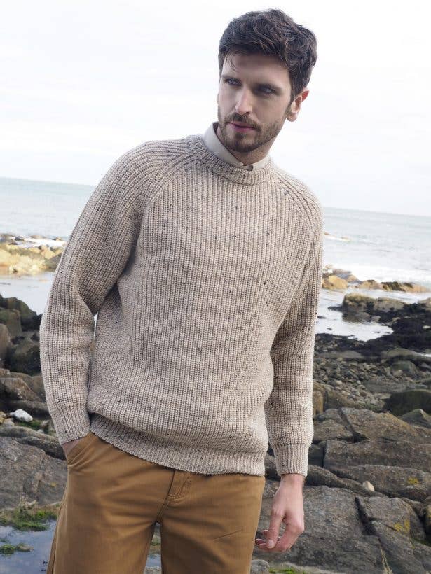 Fisherman Rib Crew Neck C761 for wholesale by Aran Crafts