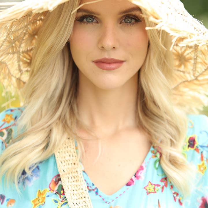 Shebobo – wholesale Straw hat – women's – Karin 7" Brim Macrame Straw Sun Hats with Raw Fringe Edge1