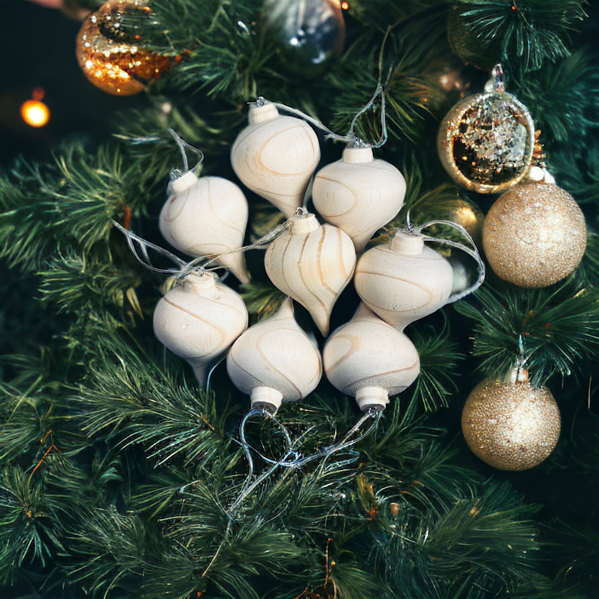 The African Home Goods - Vendita all'ingrosso Set di decorazioni  - Ornamenti tradizionali in legno intagliato, decorazioni o decorazioni festive, naturali4