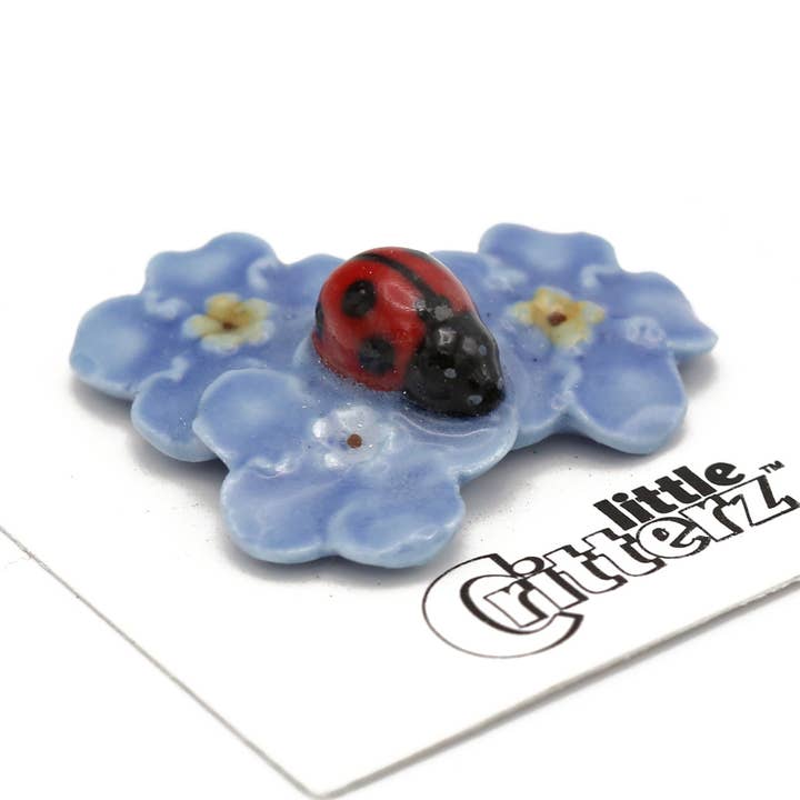 Forget Me Not Ladybug Porcelain Miniature for wholesale by Little Critterz