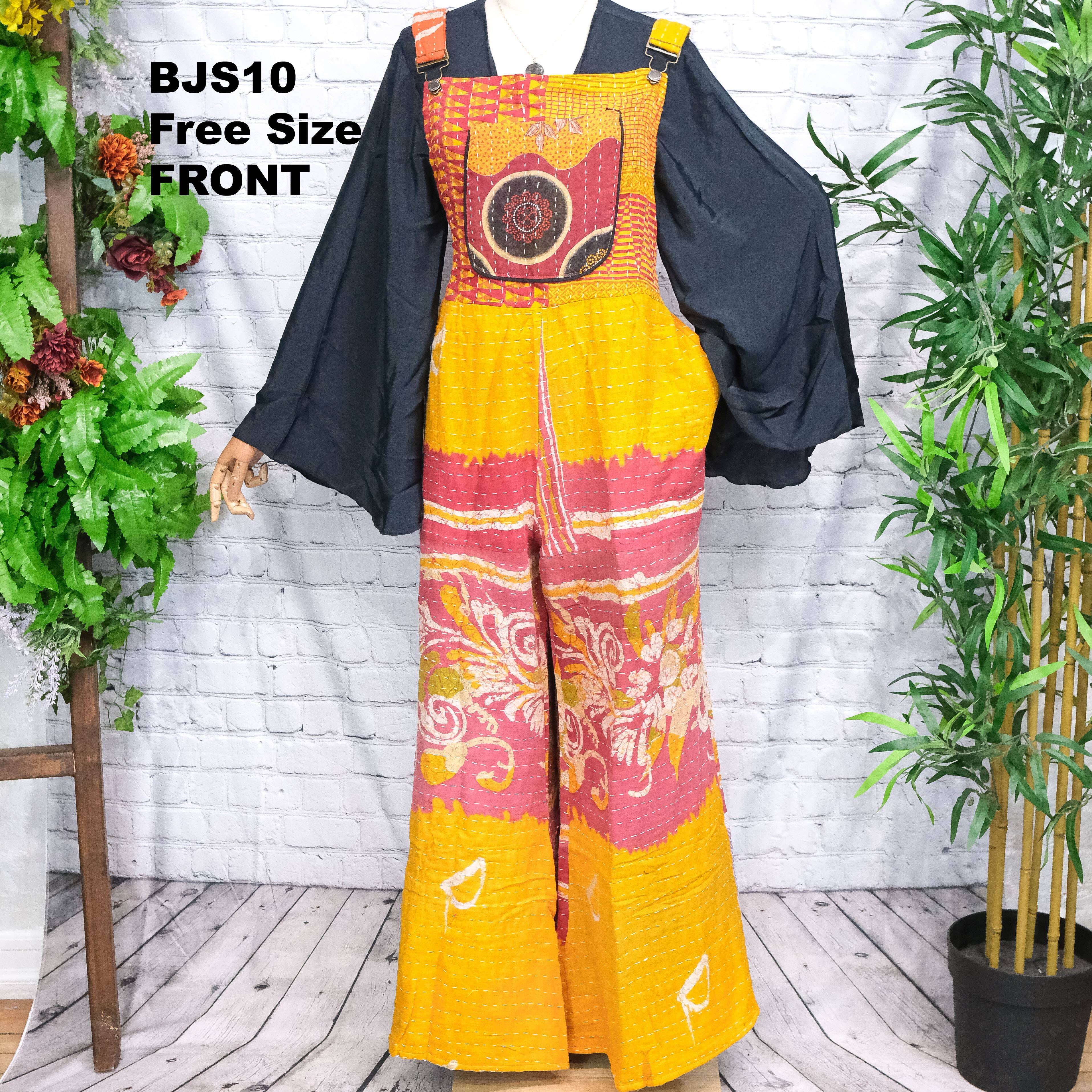 Karma Nepal Crafts - Wholesale Jumpsuit - Women's - Kantha Boho Bell Bottom Jumpsuit8