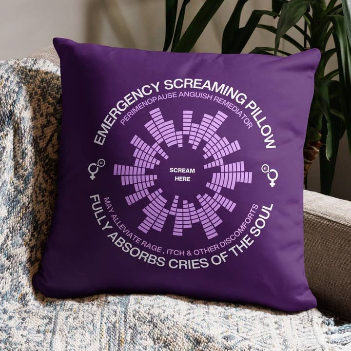 Oreiller de Cri d'Urgence | Édition Périménopause pour la vente par Jolly & Goode