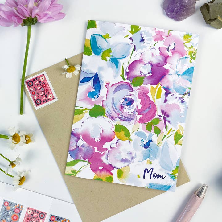 Carte de fête des mères florale violette pour la vente par Aaryn West